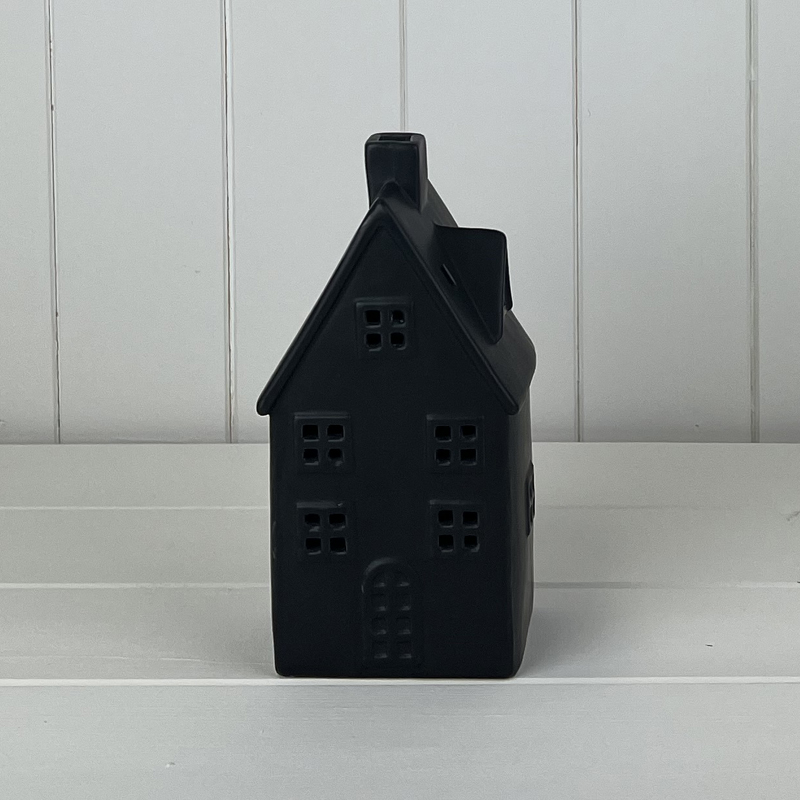 Large Black Ceramic House Ornament with LED detail page